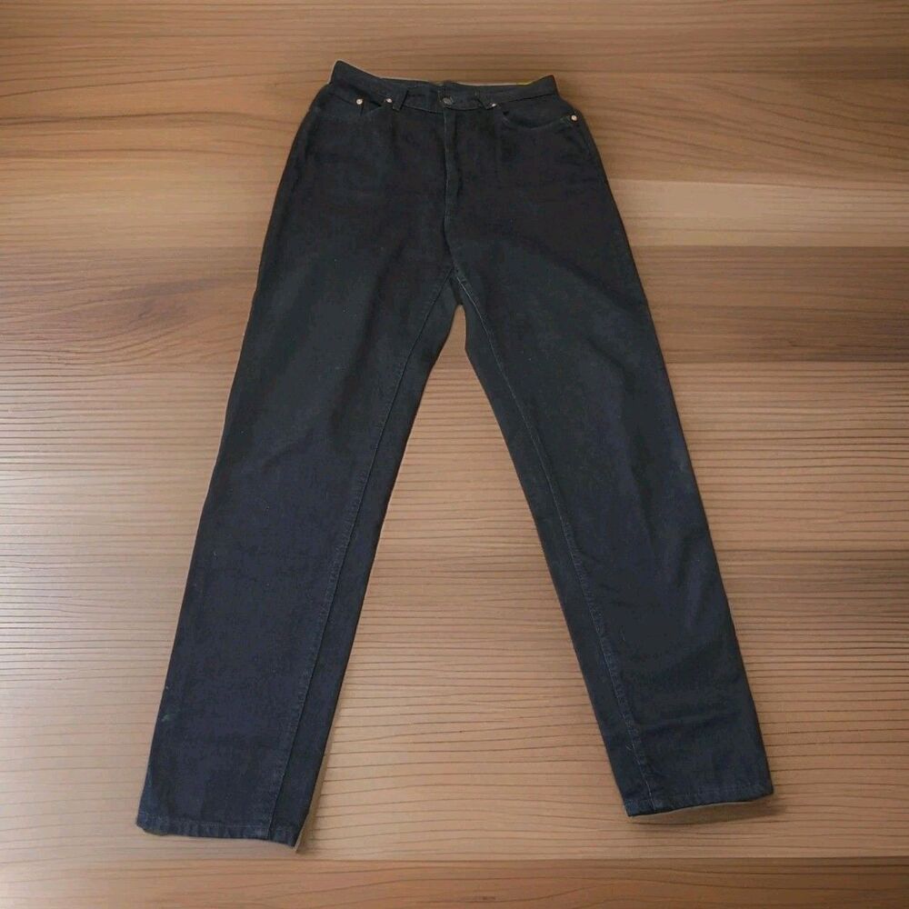 Vintage 90s Lee Jeans Black High Waisted Tapered Mom Fit Made In USA 30x33.5 Siz